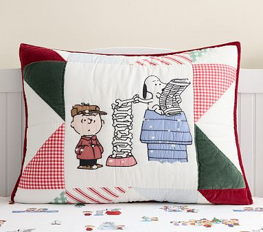 Peanuts® Charlie Brown® Holiday Patchwork Quilt &amp; Shams | Pottery Barn Kids