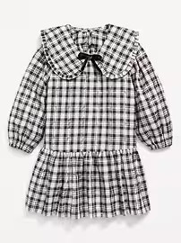 Long-Sleeve Plaid Collared Dress for Toddler Girls | Old Navy (US)