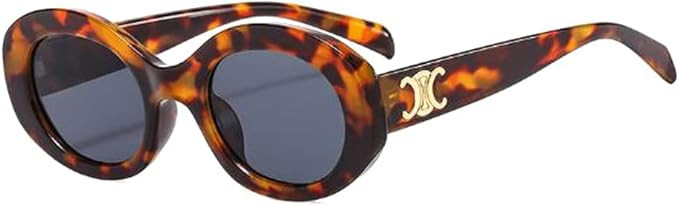 Cute Oval Sunglasses Vintage Letters UV Protective Sunglasses Sunshade Sunglasses | Amazon (US)