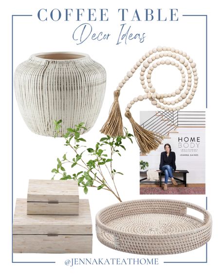 Create an inviting coffee table with these decor items, including wicker tray, decorative storage boxes, ceramic vases, decorative beads, artificial stem leaves, interior design books, and more coastal style home decor

#LTKhome #LTKfamily