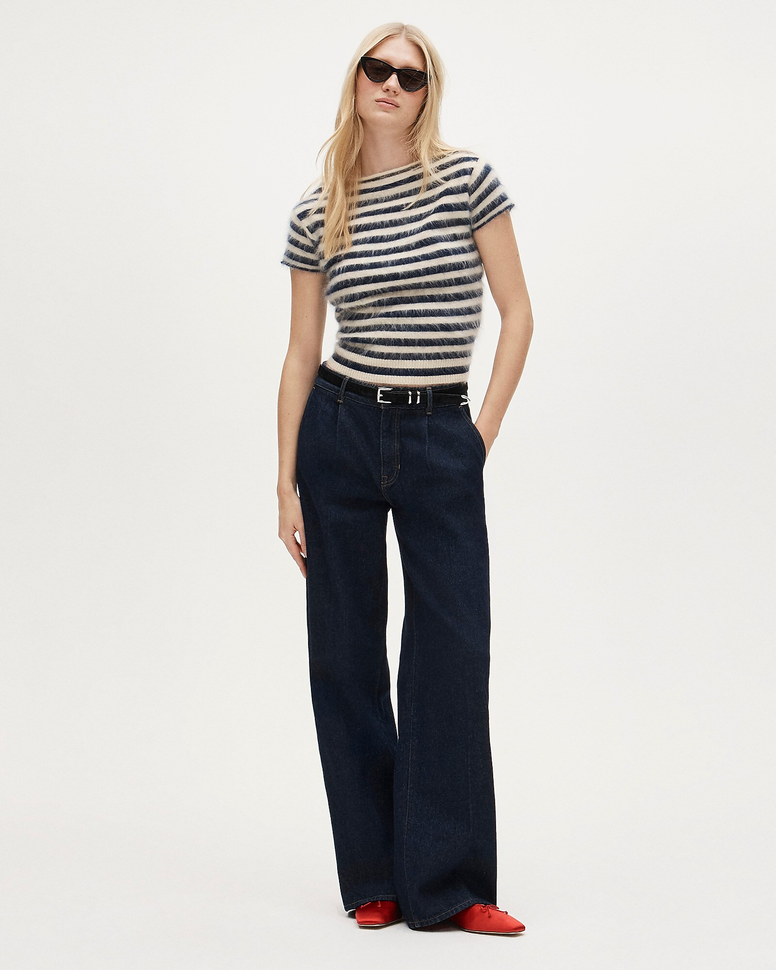 Brushed cashmere boatneck T-shirt in stripe | J. Crew US