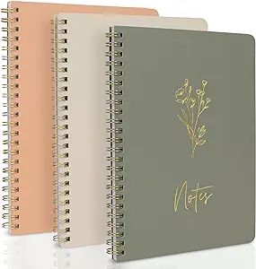 ZICOTO Aesthetic Spiral Notebook Set of 3 For Women - Cute College Ruled 8x6 Journal/Notebook wit... | Amazon (US)