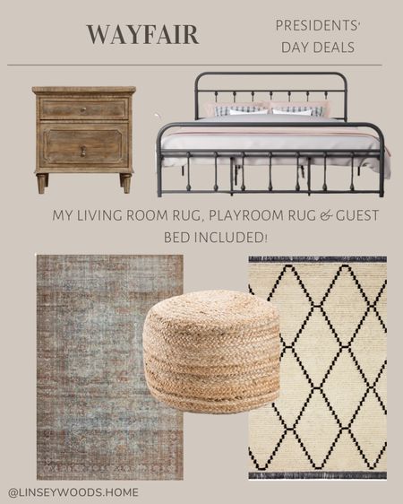 Our guest bed, living room rug and playroom rug are all part of the Wayfair sale!

Iron bed, metal bed, black bed, jute pouf, ottoman, wood nightstand, area rug, Loloi rug 

#LTKSale #LTKhome #LTKFind