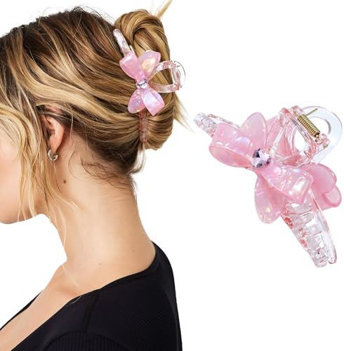 Lourny Acrylic Bow Hair Clips for Women, French Cute Claw Clips for Thick Thin Hair Lightweight N... | Amazon (US)