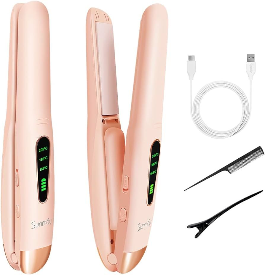 Sunmay Voga Cordless Hair Straightener and Curler 2 in 1, Mini Flat Iron Hair Straightener for To... | Amazon (US)