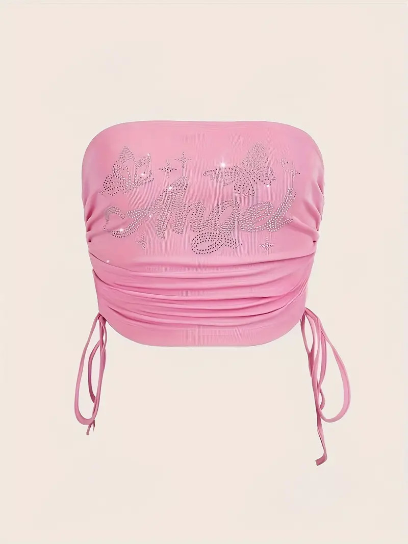 Trendy Letter Print Slim Tube Top - Sleek and Chic Sleeveless Design, Sexy Backless Cut-Out, Body... | Temu Affiliate Program