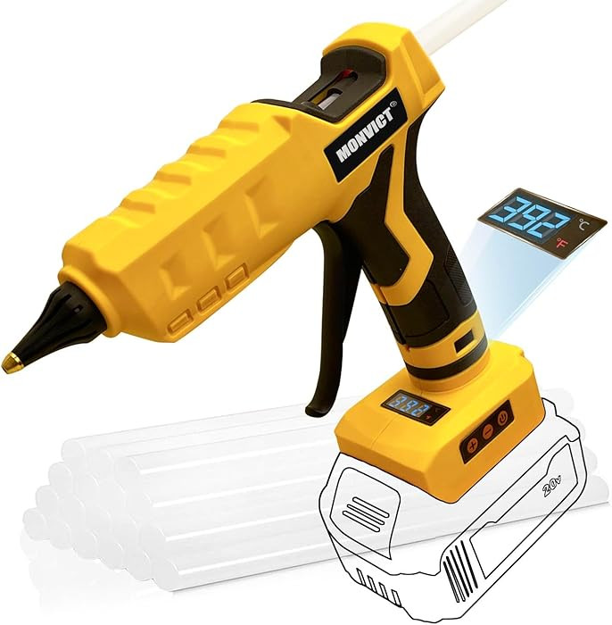 MONVICT Cordless Glue Gun for Dewalt 20V Battery, Upgraded 100W Digital Temperature Adjustable Ha... | Amazon (US)