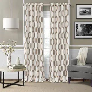 Elrene Renzo Ikat Geometric Linen Room Darkening Window Curtain - 52" W X 84" L - Indigo | Bed Bath & Beyond