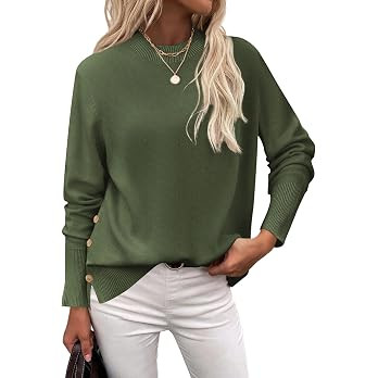 Zeagoo Women's Sweaters Loose Knit Side Button 2026 Fall Fashion Trendy Casual Pullover Tops Clot... | Amazon (US)