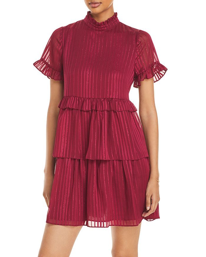 Tonal Metallic Stripe Tiered Dress - 100% Exclusive | Bloomingdale's (US)