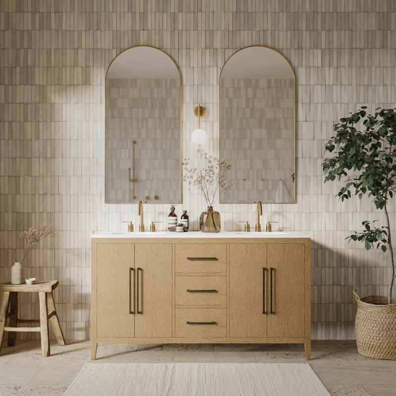 Alsup 60'' Double Bathroom Vanity with Quartz Top | Wayfair North America