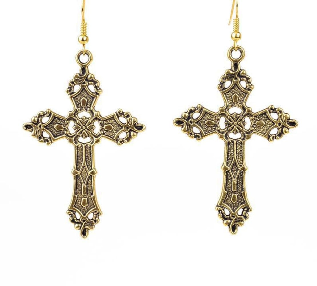 ONLYJUMP Gothic Cross Earrings Dangle, Cross Earrings for Women Vintage Gold Silver Cross Earring... | Amazon (US)