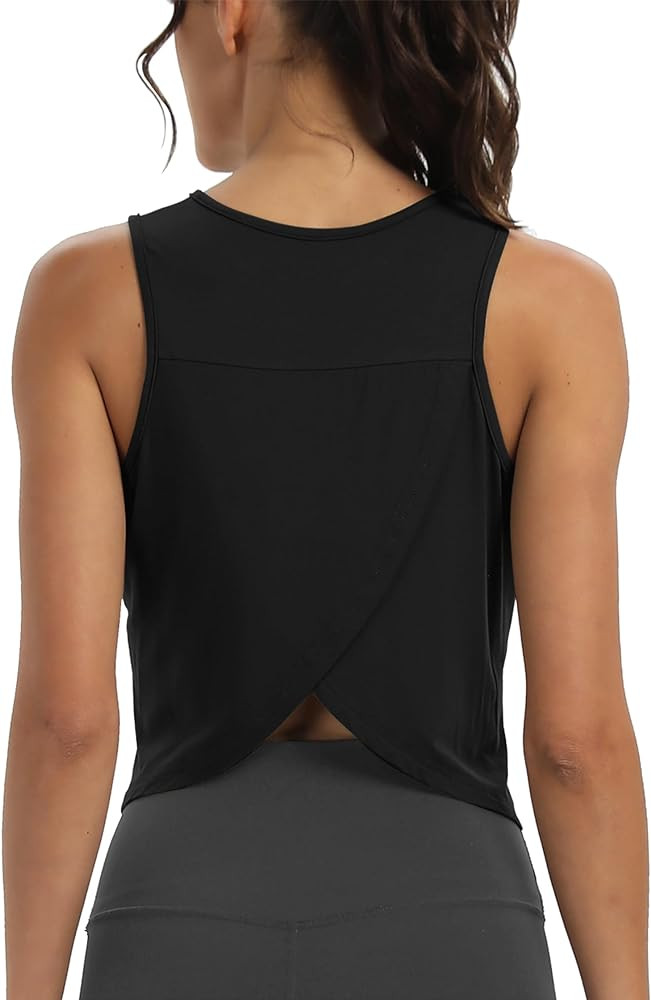 Mippo Workout Tops for Women Cropped Open Back Sleeveless Tank Tops Athletic Gym Yoga Shirts Loos... | Amazon (US)