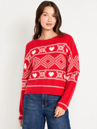 Crew-Neck Heart Sweater | Old Navy (CA)