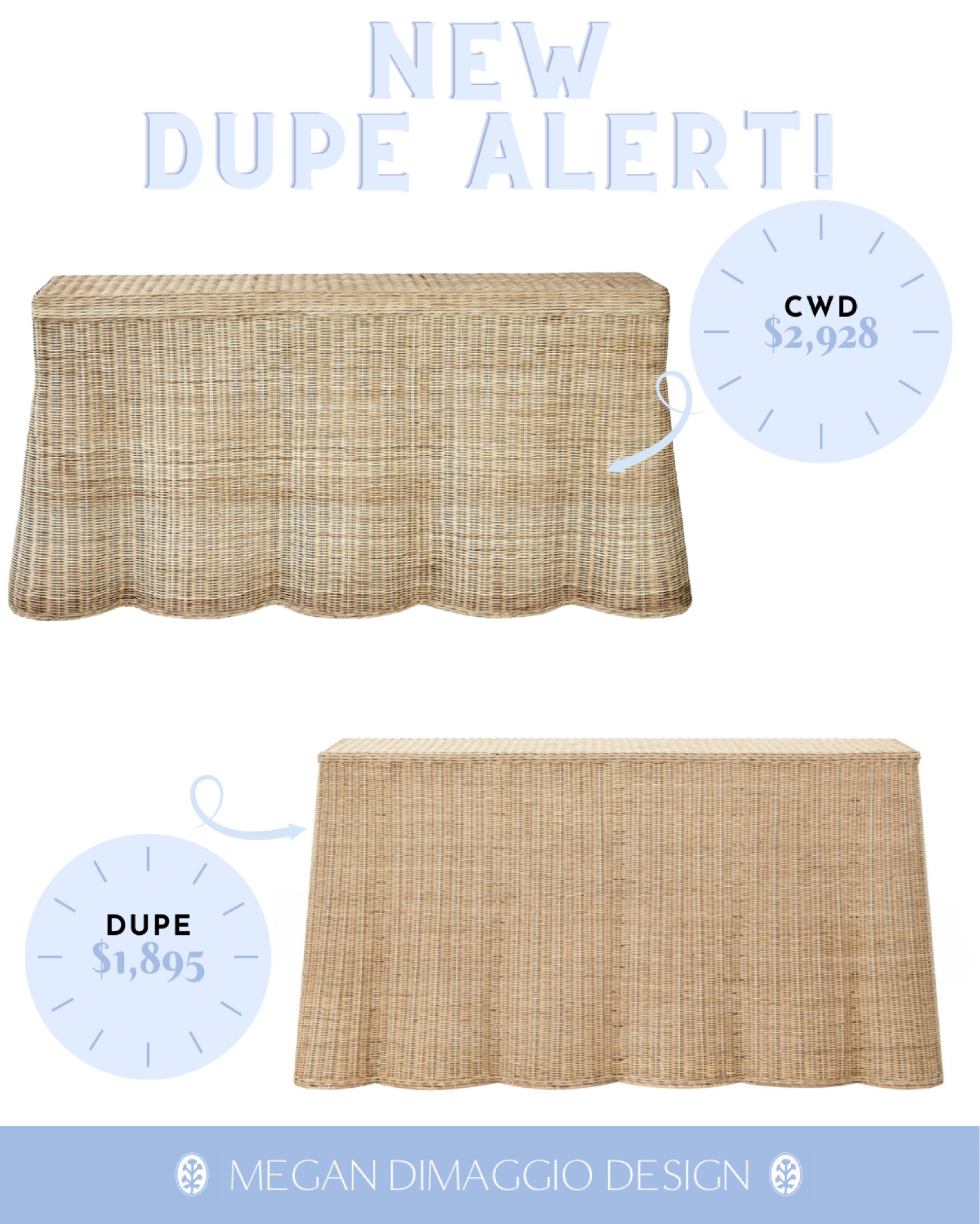 🙌🏻 NEW DUPE ALERT! That may be the exact same piece, just $1,000 less! Snag this gorgeous scallop rattan console that’s the same size as this Caitlin Wilson Design console, but for way less!! The most perfect mix of grandmillennial and coastal decor!

#LTKhome #LTKFind #LTKsalealert