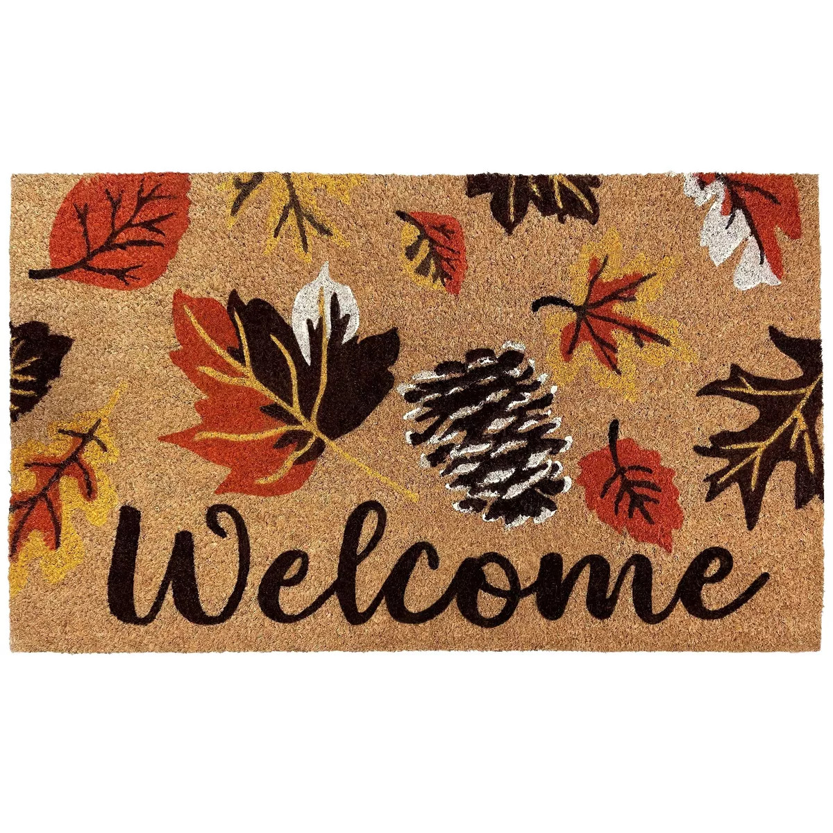 Kate Aurora Festive Fall Autumn Leaves Bristled Outdoor All Season Welcome Mat - 18"x30" | Target