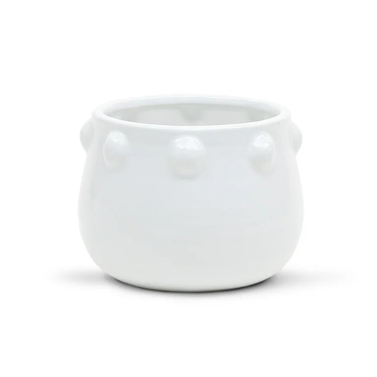 WGV White Honey Pot Vase With Decorative Knob Edge - 6.5" Wide x 5" Height, Good quality, Heavy W... | Walmart (US)