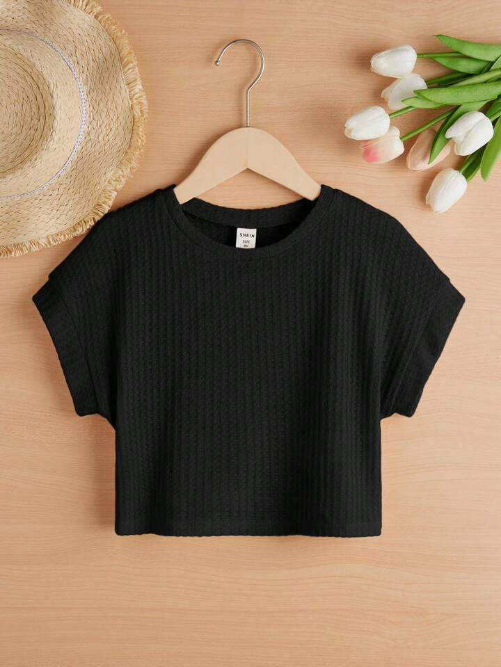 SHEIN Tween Girls' Round Neck Short Sleeve Loose Casual T-Shirt | SHEIN USA | SHEIN