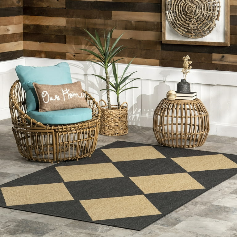 nuLOOM Loretta Transitional Diamond Indoor/Outdoor Area Rug, 4' x 6', Dark Gray - Walmart.com | Walmart (US)
