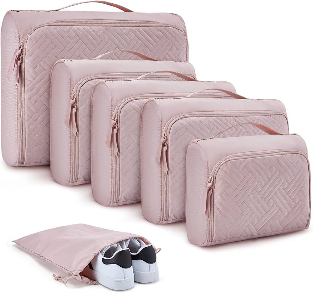 Packing Cubes for Travel, BAGSMART 6 Set Packing Cubes for Suitcases Organizer, Quilted Look Trav... | Amazon (US)