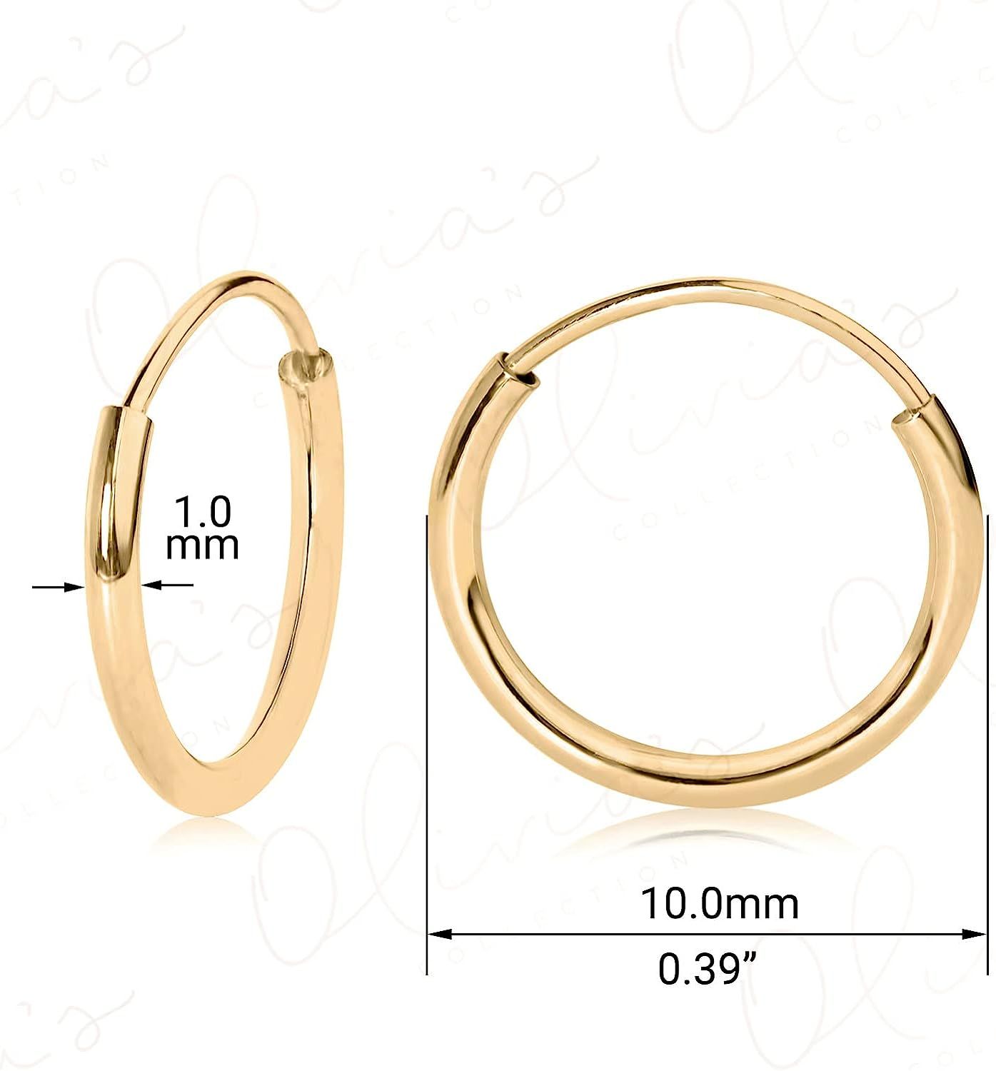 14k White or Yellow Gold Endless Hoop Earrings (10-20x1.0mm) | Amazon (US)