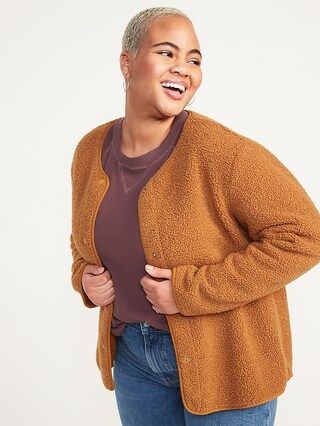 Collarless Sherpa Jacket for Women | Old Navy (US)