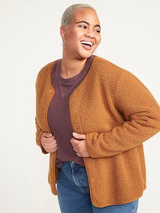 Women & Women's Plus / Coats & JacketsCollarless Sherpa Jacket for Women | Old Navy (US)