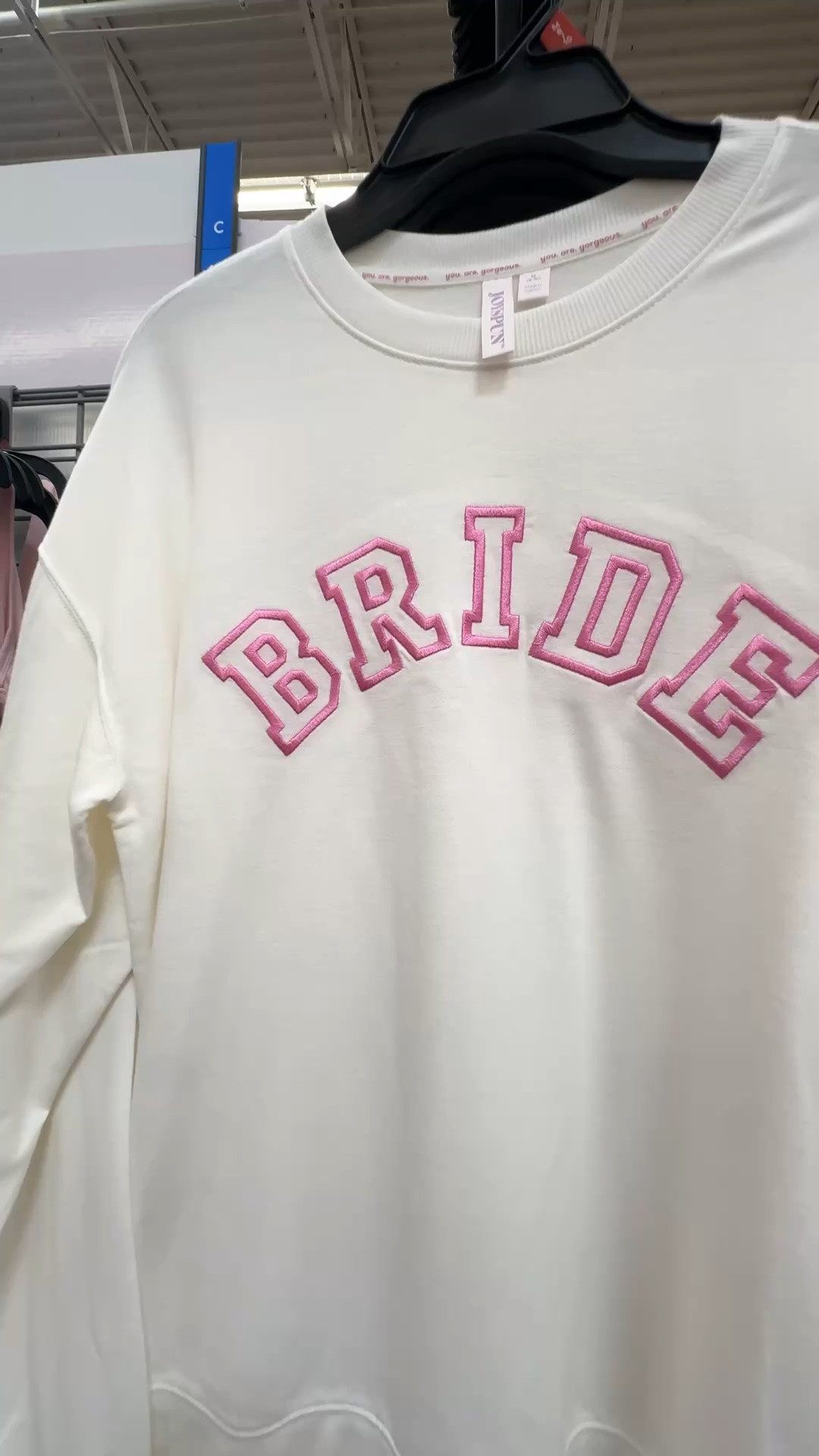 cute and comfy bride pullover at walmart! And it’s on sale 💗 #bride #bacheloretteoutfit #2026bride