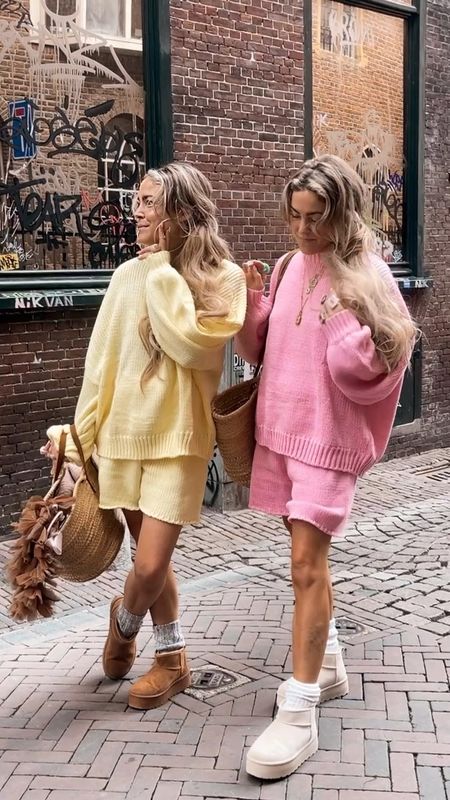 Cozy pj set, autumn knitted twin sets we love to wear 💕💕👯‍♀️ styled it with Uggs and these big knitted socks happy wearing lovelies xx 
Wearing size medium 💕💕
.
PLT, pink set, yellow set, autumn, fall faves, pretty little thing 💕💕

#LTKSeasonal #LTKVideo #LTKstyletip