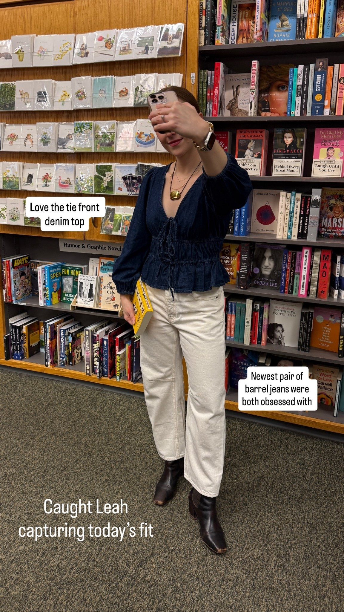 Ootd tie front denim blouse on sale xs
White barrel jeans Madewell 25 petite  10k step tested leather boots 


#LTKPetite #LTKootd #LTKSaleAlert