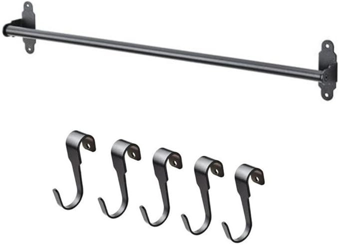 Ikea Steel Kitchen Organizer Set, 22.5-inch Rail, 5 Hooks, Black | Amazon (US)