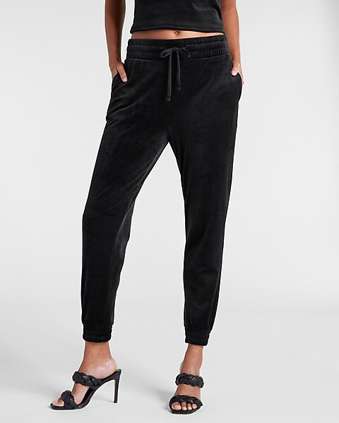 Super High Waisted Velour Joggers | Express