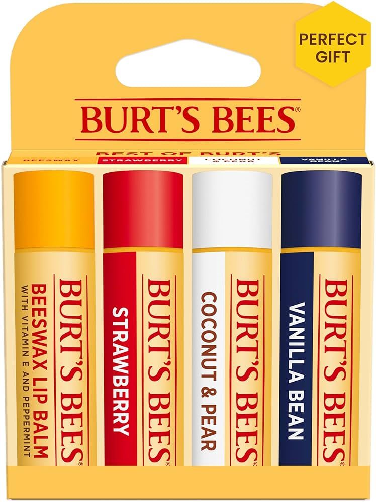 Burt's Bees Lip Balm - Beeswax, Strawberry, Coconut and Pear, and Vanilla Bean, With Responsibly ... | Amazon (US)