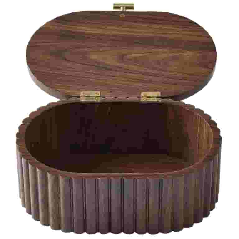 Better Homes & Gardens Oval Scalloped Wood Jewelry Box with Lid, Natural, Decorative Storage | Walmart (US)