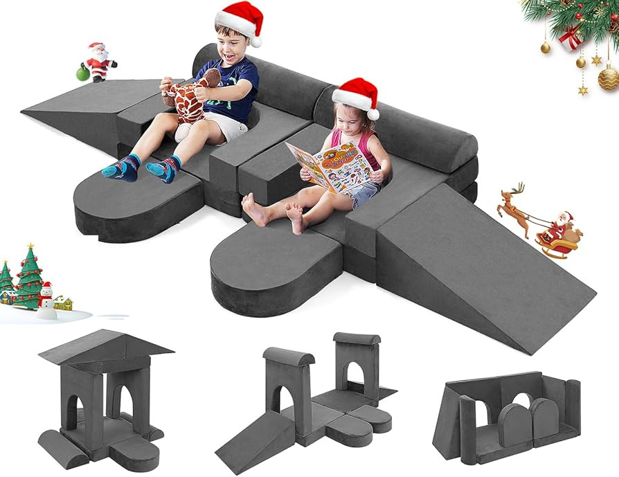 10pcs Modular Kids Play Couch, Convertible Nugget Couch for Toddlers & Children with Climbing Slo... | Amazon (US)