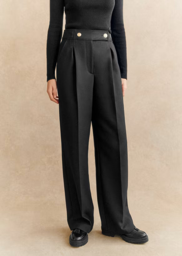 Auguste Trousers - Black - Recycled polyester - Sézane | Sezane Paris - US