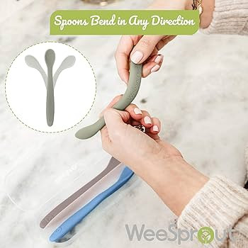 WeeSprout Silicone Baby Spoons - First Stage Feeding Spoons for Infants, Soft-Tip Easy on Gums, B... | Amazon (US)