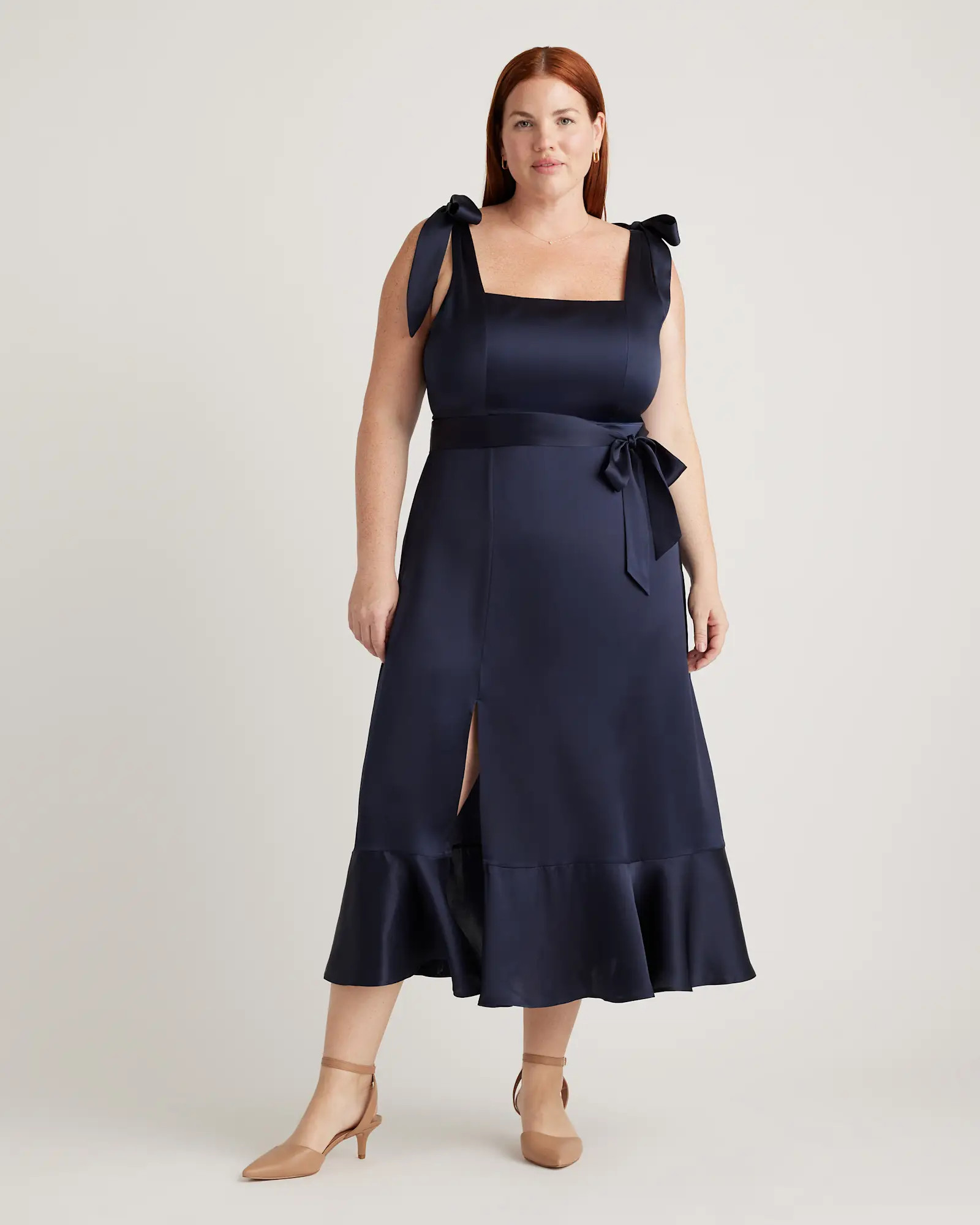 100% Washable Silk Square Neck Midi Dress | Quince