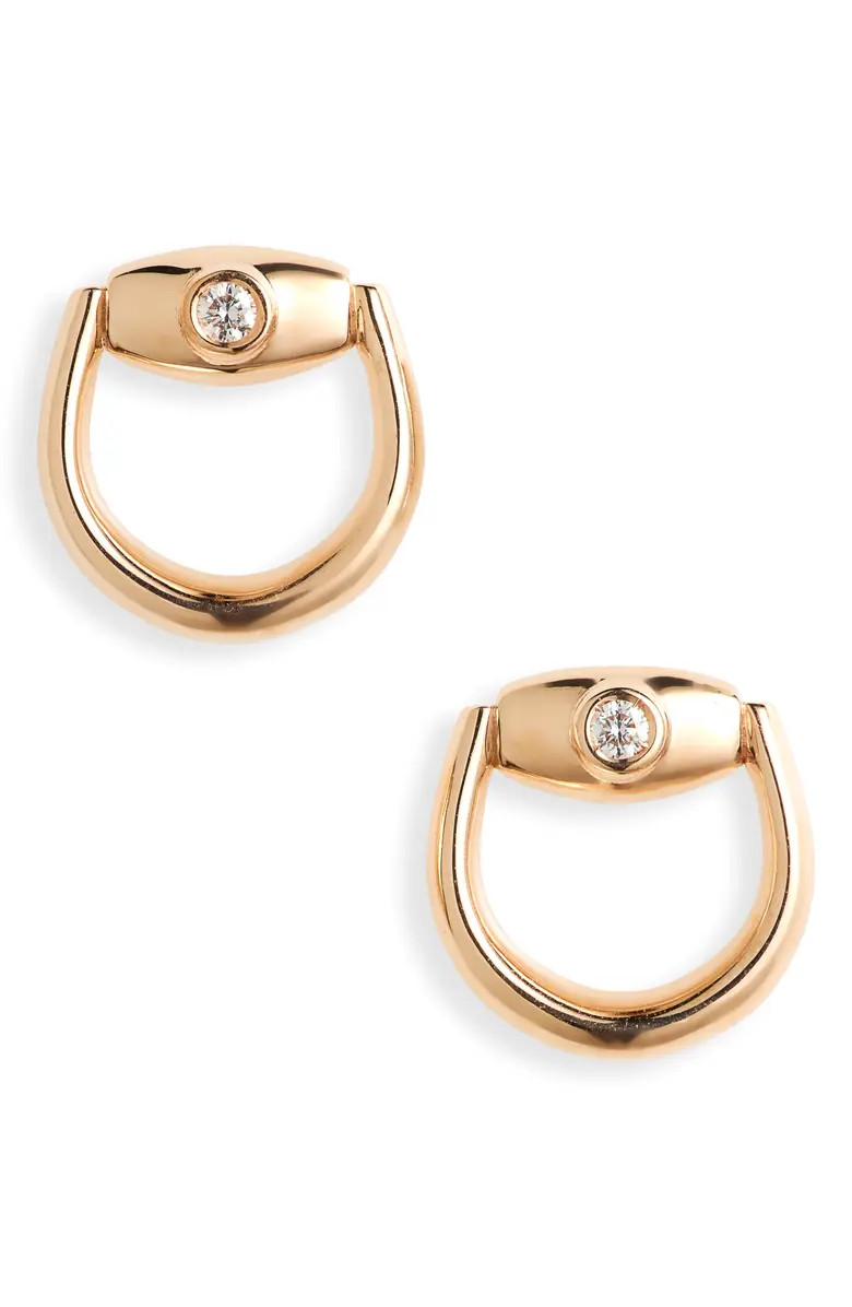 Gucci Half Horsebit Mini Diamond Stud Earrings | Nordstrom | Nordstrom