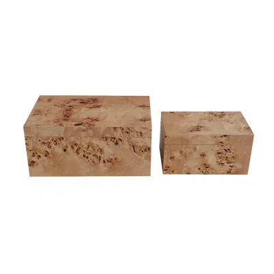 Burl Wood Storage Boxes - Brown - Set of 2 | Wayfair North America