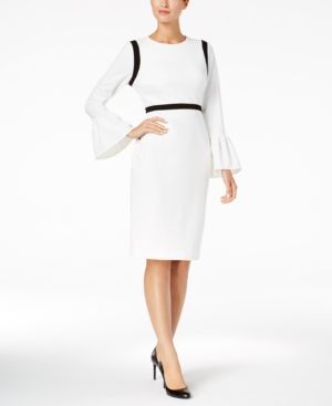 Calvin Klein Colorblocked Bell-Sleeve Sheath Dress | Macys (US)