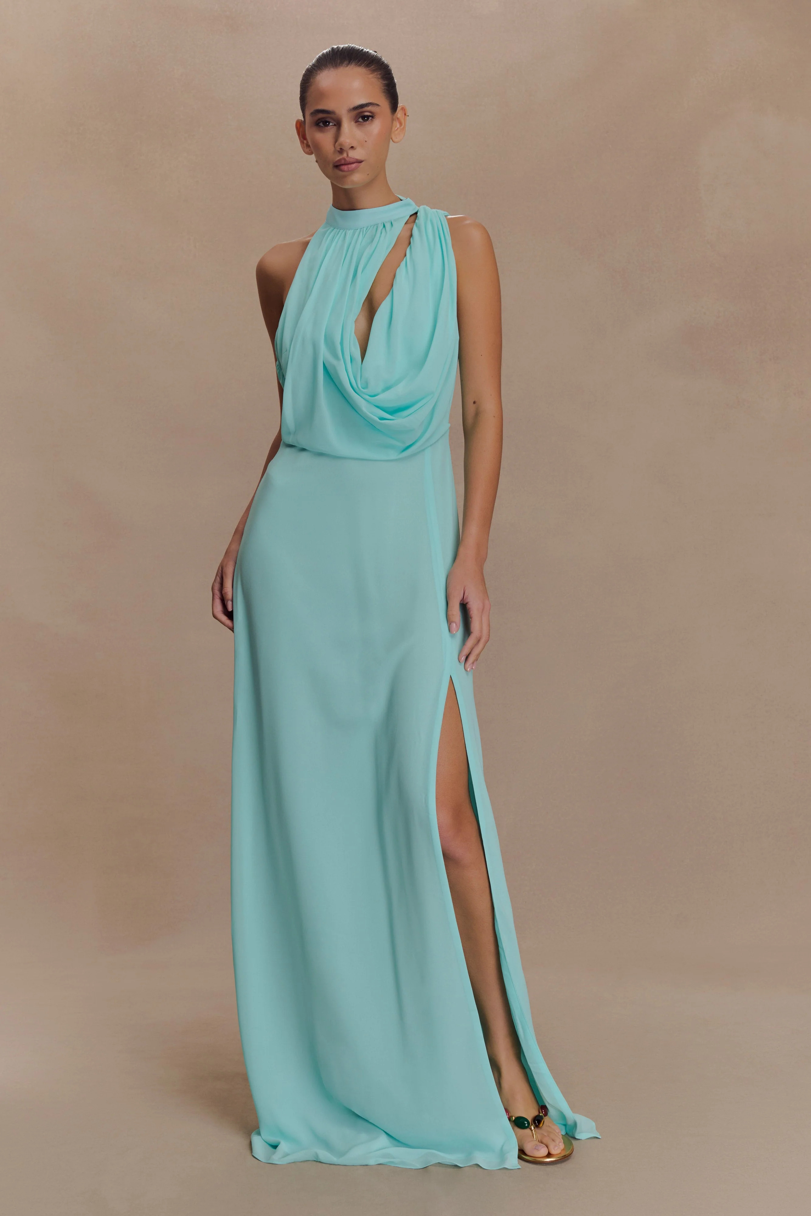 Galia Cowl Neck Maxi Dress - Lagoon | MESHKI US