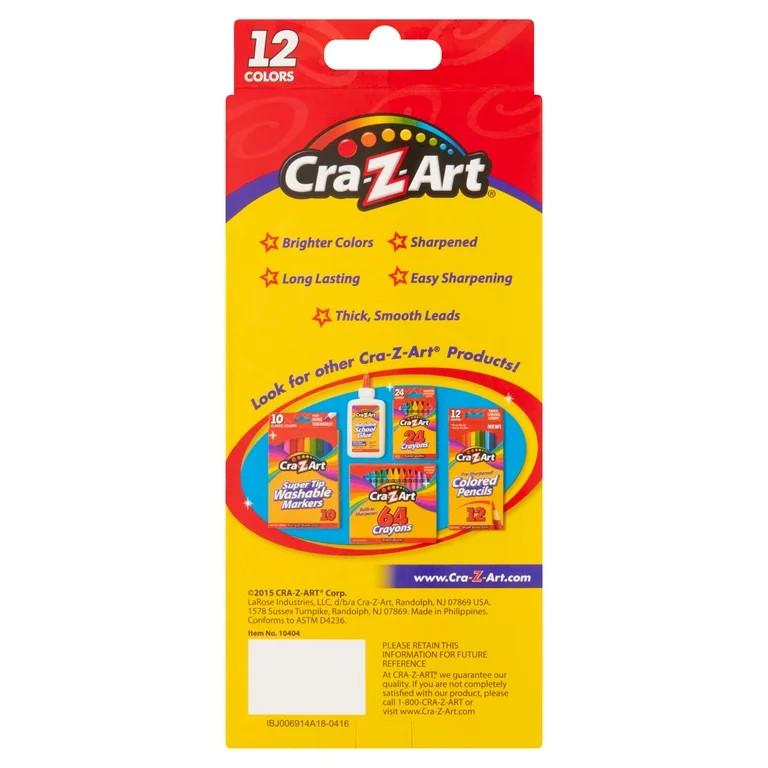 Cra-Z-Art Colored Pencils, 12 Assorted Colors, School Supplies, Classroom Supplies - Walmart.com | Walmart (US)
