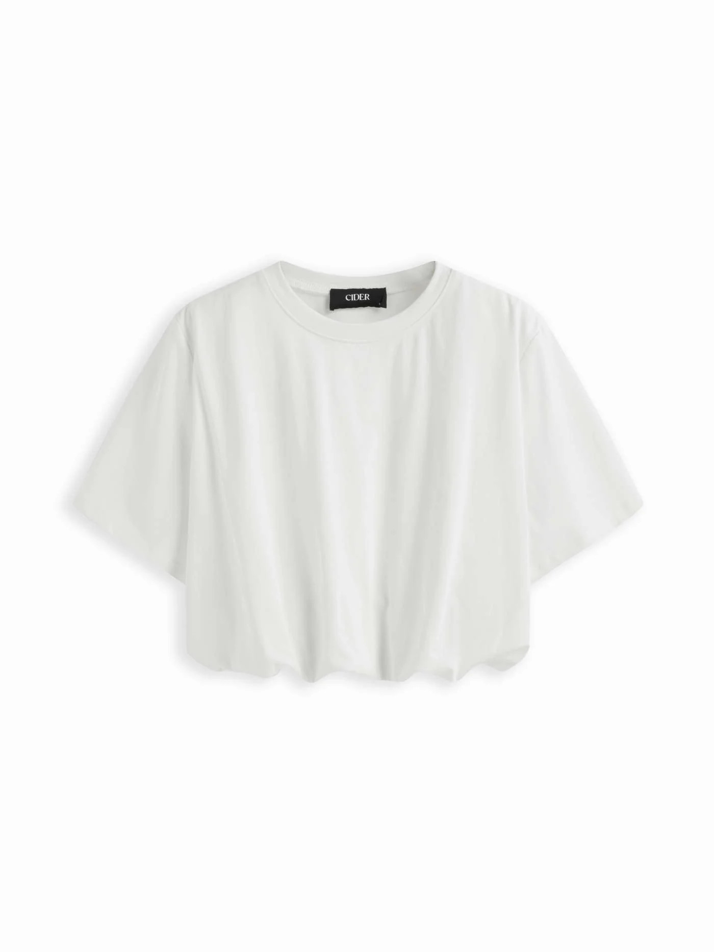 Cotton Short Sleeve Bubble Hem Oversized Crop Tee | Cider
