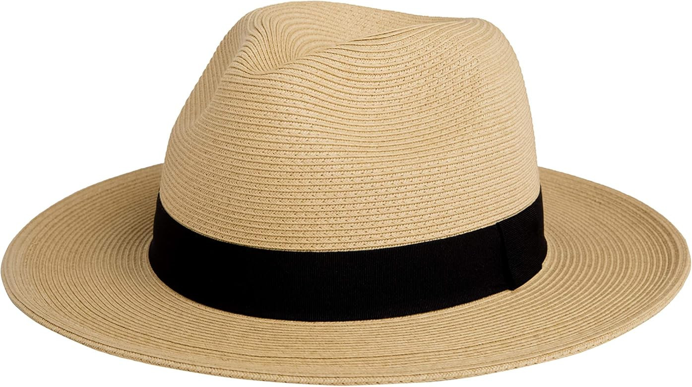 Pineapple&Star Sun Straw Fedora Beach Hat Fine Braid UPF50+ for Both Women Men… | Amazon (US)