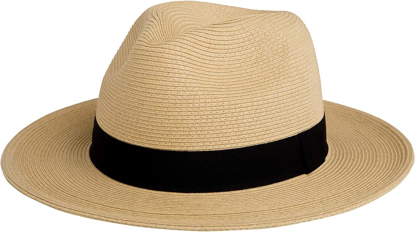 Pineapple&Star Sun Straw Fedora Beach Hat Fine Braid UPF50+ for Both Women Men… | Amazon (US)