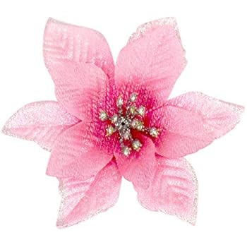 Gardeningwill 6Pcs 5 Inch Glitter Artificial Flowers with Ties for Wedding Christmas Festival Dec... | Amazon (US)