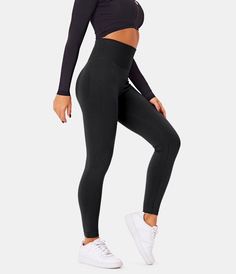 Seamless Flow High Waisted Plain Butt Lifting Leggings | HALARA