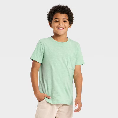 Boys' Short Sleeve Pocket T-Shirt - Cat & Jack™ Mint Green S | Target