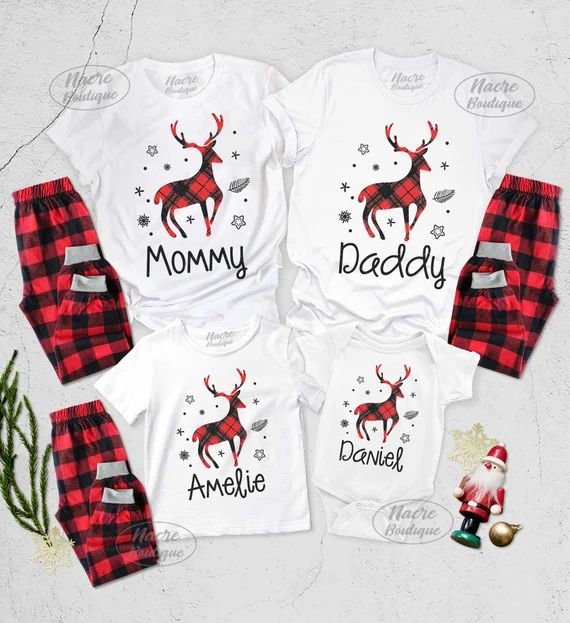 Matching Family Christmas Pajamas, Family Reindeer Pajamas, Christmas Pajamas, Holiday Pajamas, C... | Etsy (US)